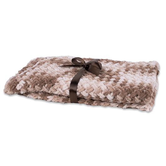 Brown/Almond/White Lulibear blankets. Handmade 2 ft 6 in x 3 ft / Knitted Throws Lightweight Blanket | Knitted Blanket | Sofa Blanket | Bedding