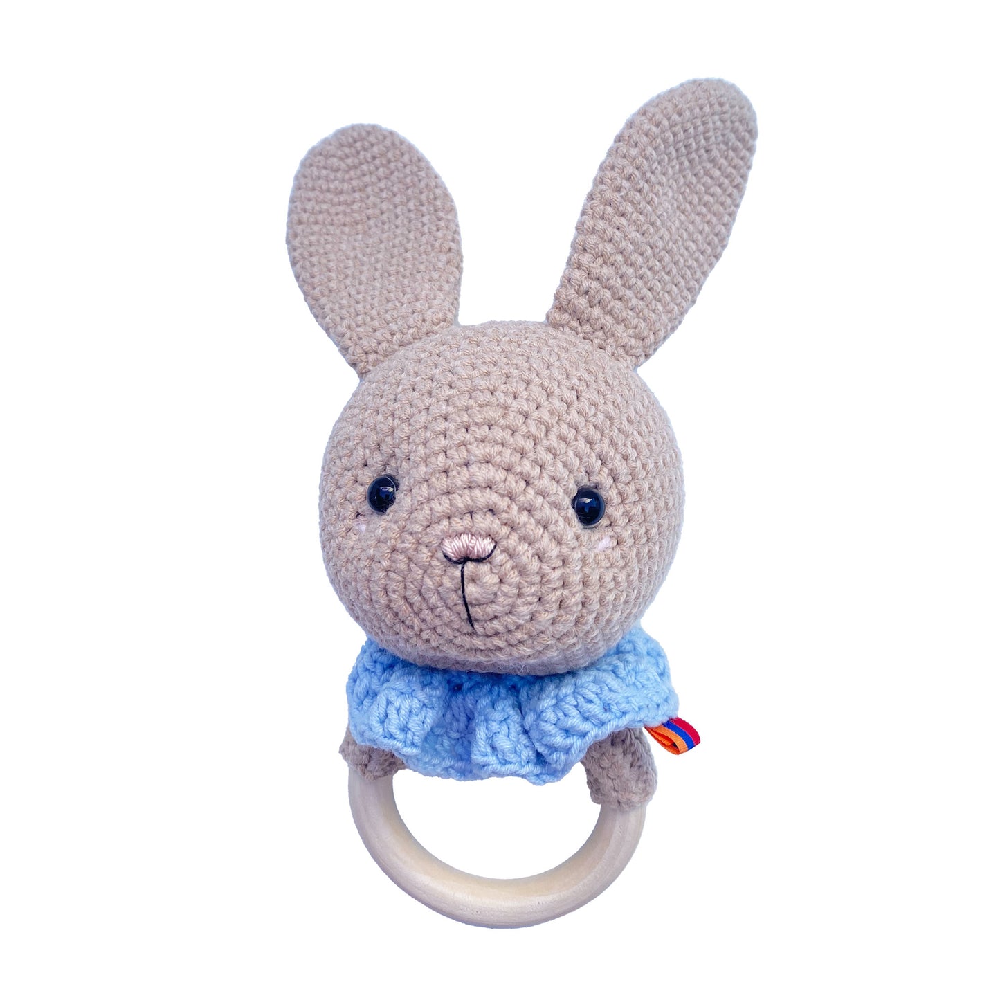 Blue Lulibear Bunny Rattles nursery first toy/ Newborn baby rattle toy/Neutral bunny teether/ Expecting mom gift