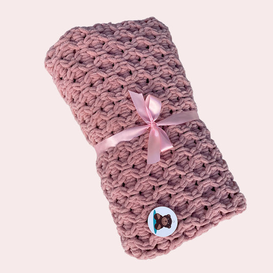 Pink Lulibear blankets. Handmade 2 ft 6 in x 3 ft / Knitted Throws Lightweight Blanket | Knitted Blanket | Sofa Blanket | Bedding